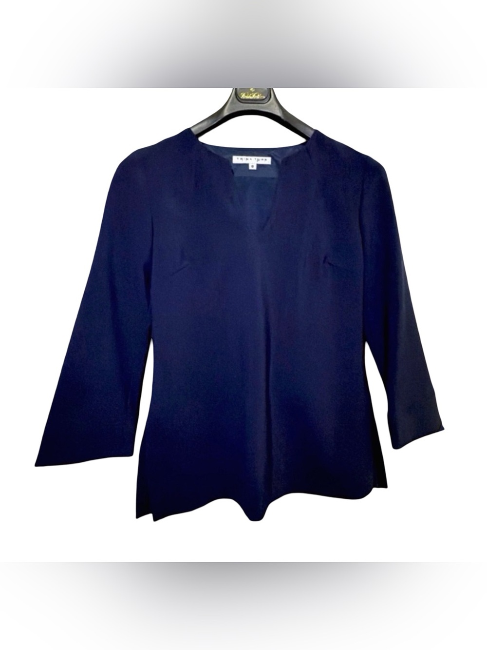 Trina Turk Navy 2-Piece Pants Set | 3/4 Sleeve Top + Tailored Pants | 6 | NWT